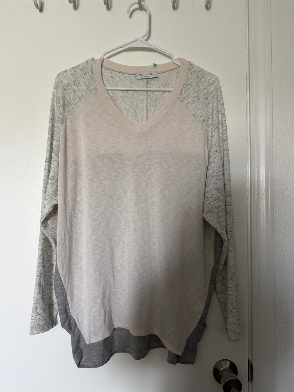 Michael Stars Cream and Gray Crewneck Pullover